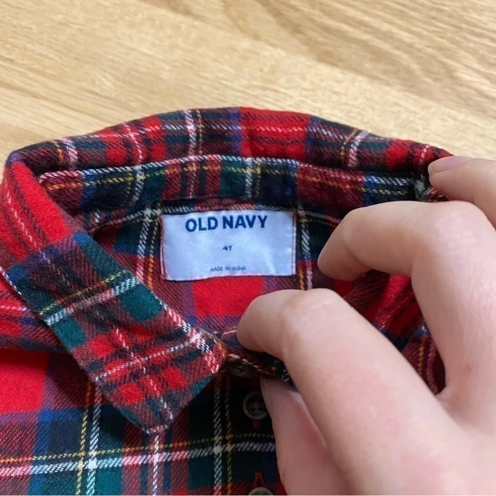 Old Navy Tartan Plaid Tiered Dress NWT 4T Red Blue Green Long Puff Sleeve